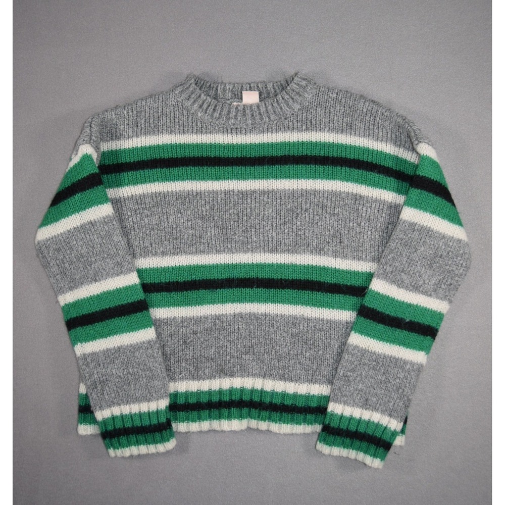 Urban Outfitters Sweater Womens XS Grey Striped Crewneck Pullover Oversized
